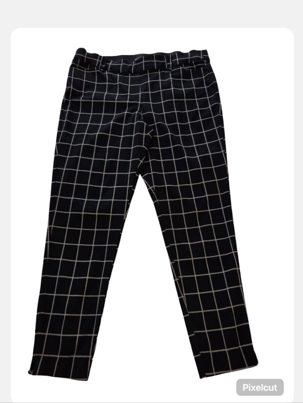 Windowpane Plaid Stretch Trousers.